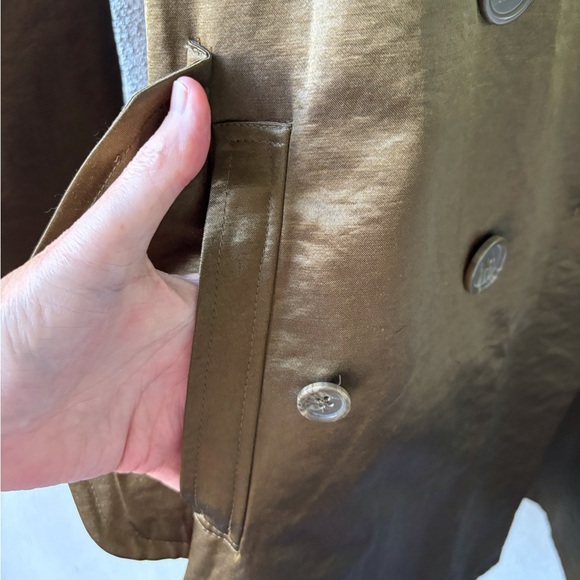 Linea by Louis Dell’Olio Olive Green Double Breasted Short Trench Coat Size S - Picture 14 of 16